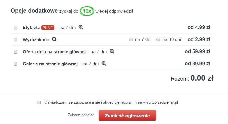 Sprzedajemy.pl - widoczność